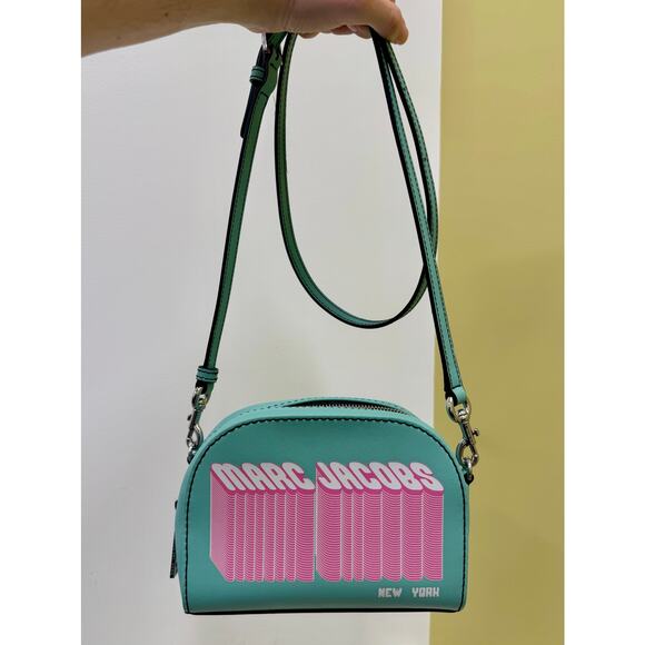 Marc Jacobs Playback Layers Logo Crossbody Purse Teal Pink 80s 90s Retro Barbie - Picture 2 of 16